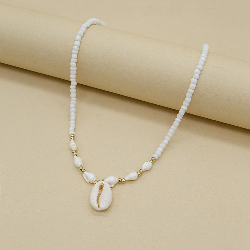 Conch White Bead Shell Necklace for Women