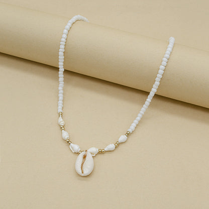 Conch White Bead Shell Necklace for Women
