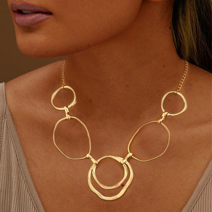 Hollow Round Irregular Pendant Necklace