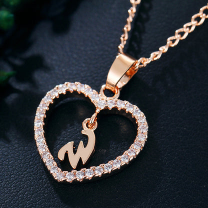 26 Letters Heart-Shaped Pendant Necklace