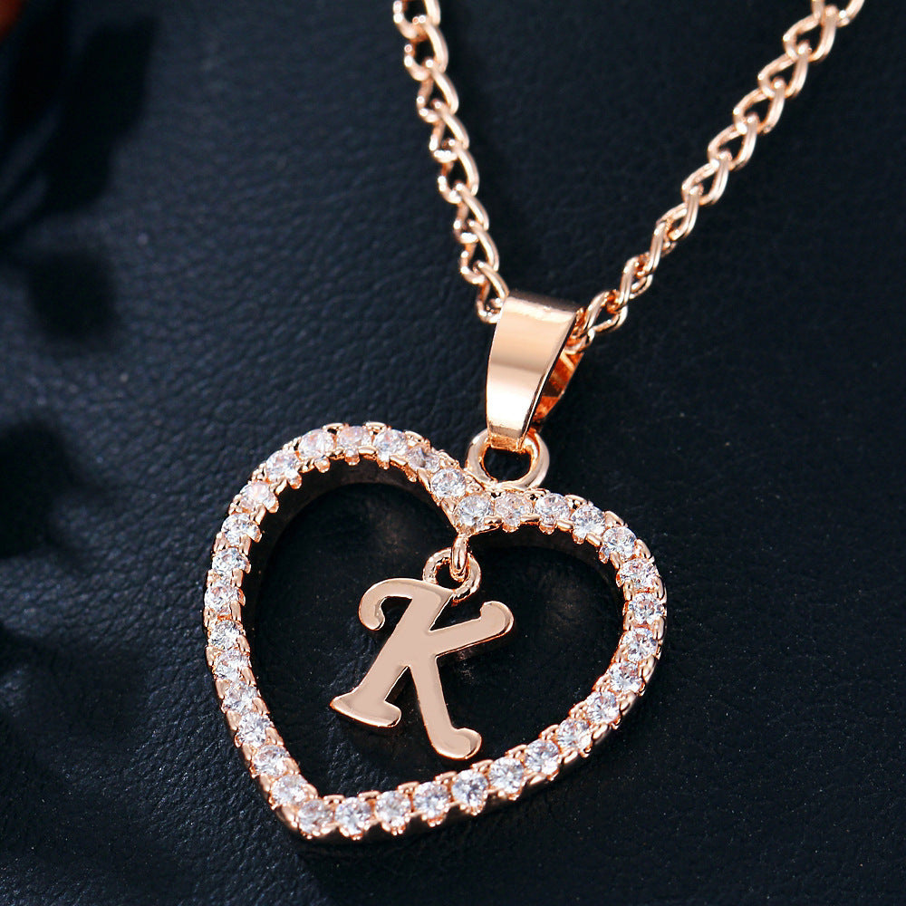 26 Letters Heart-Shaped Pendant Necklace