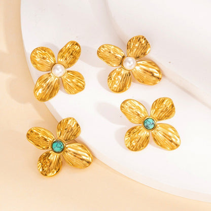 Retro Gold Leaf Petal Jewellery Set