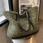 Woven Shoulder Bag, Brown, Khaki, and Green