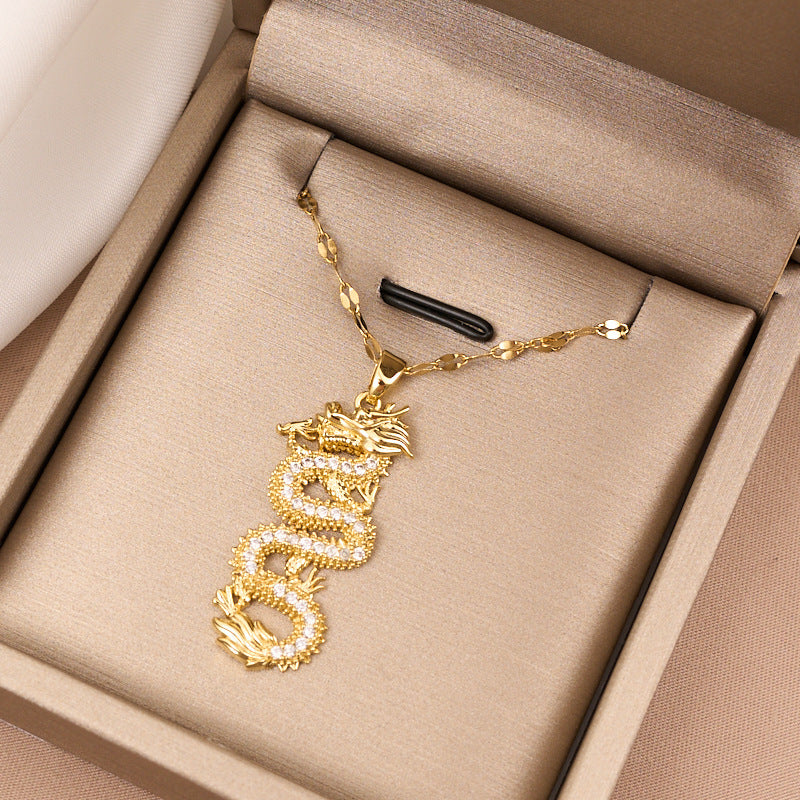 Zodiac Gold Dragon Pendant Necklace