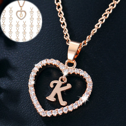 26 Letters Heart-Shaped Pendant Necklace