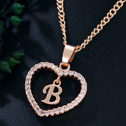 26 Letters Heart-Shaped Pendant Necklace