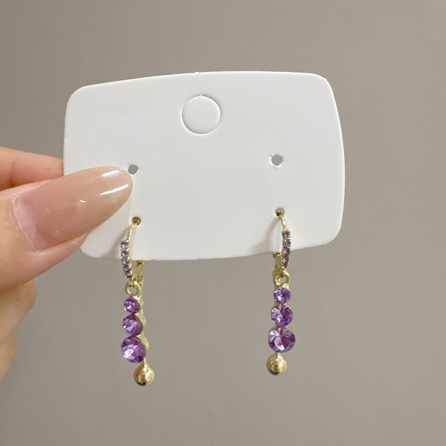 Purple Zircon Tassel Earrings