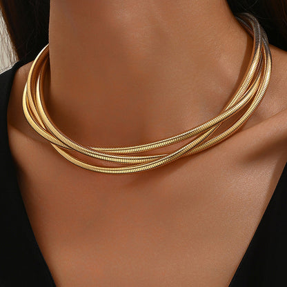 Metal Simple Three-Woven Winding Necklace
