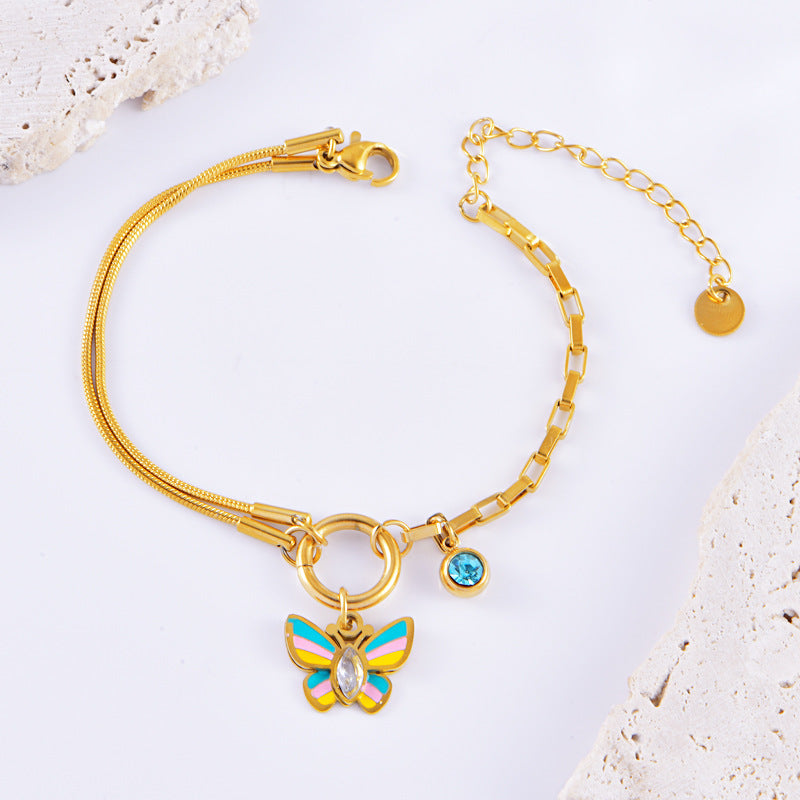 Vacation Style Colorful Butterfly Necklace & Bracelet Set