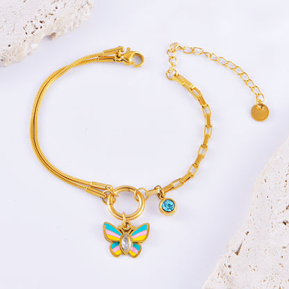 Vacation Style Colorful Butterfly Necklace & Bracelet Set