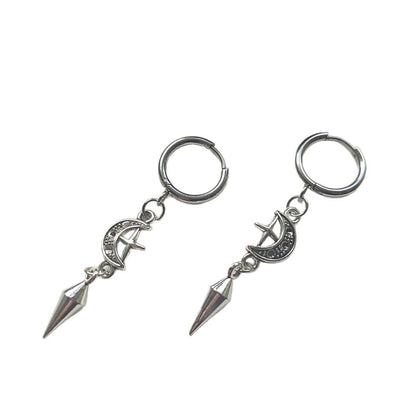 Punk Spike Earrings with Moon, Star & Cross