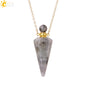 Natural Stone Cone Perfume Bottle Necklace