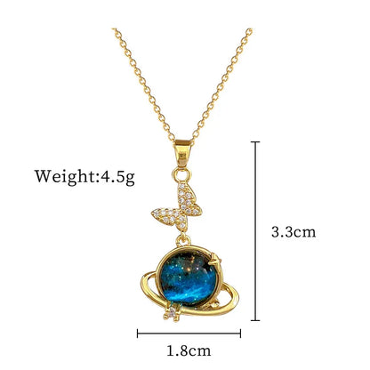 Y2K Starry Sky Necklace – Luxurious Stainless Steel Clavicle Chain with Star & Moon Pendant, Versatile & Elegant Planet Design