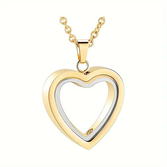 Stainless Steel Heart Cremation Ashes Necklace Pendant with Glass Urn