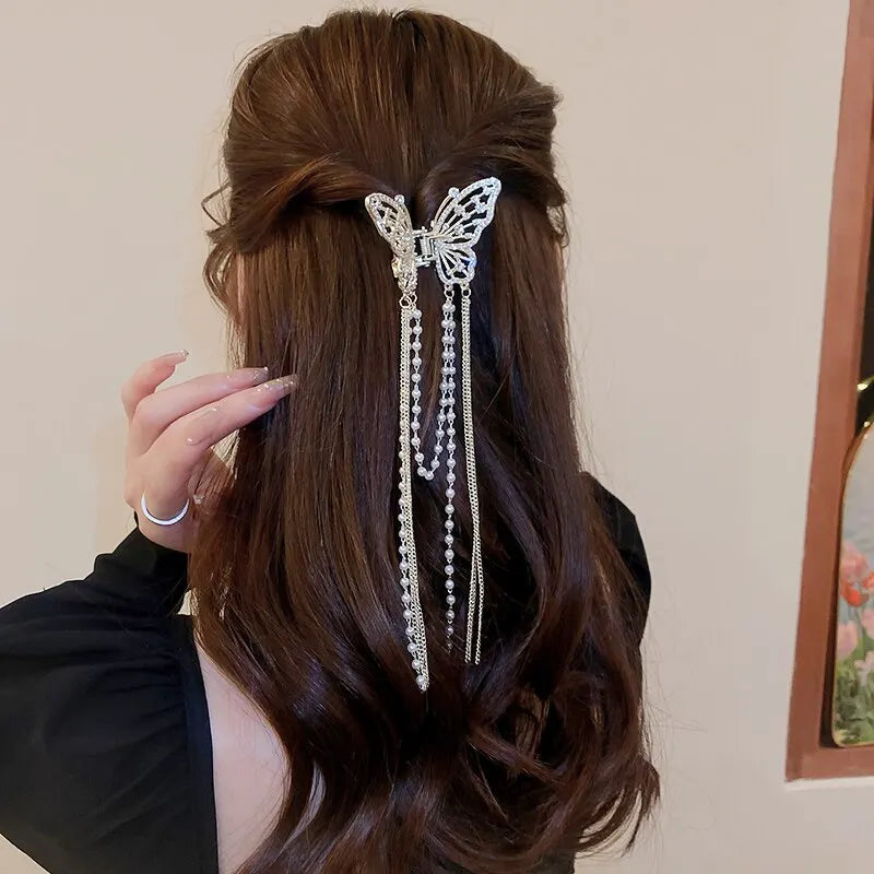 Butterfly Hair Clip with Long Tassels