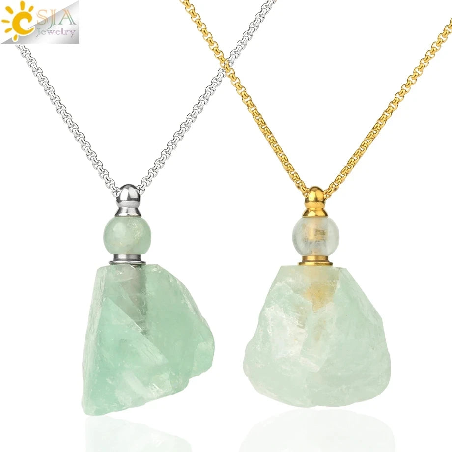 Natural Stone Cone Perfume Bottle Necklace