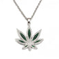 Rhinestone Maple Pendant Necklace