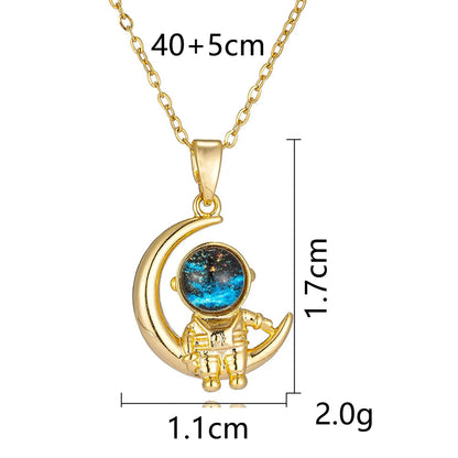 Y2K Starry Sky Necklace – Luxurious Stainless Steel Clavicle Chain with Star & Moon Pendant, Versatile & Elegant Planet Design