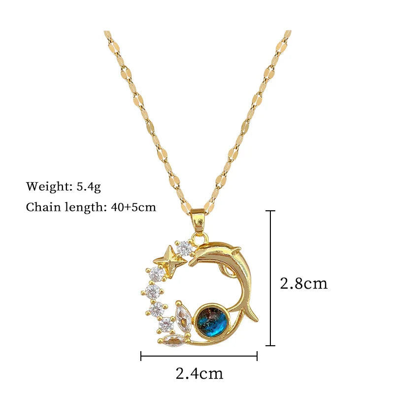 Y2K Starry Sky Necklace – Luxurious Stainless Steel Clavicle Chain with Star & Moon Pendant, Versatile & Elegant Planet Design