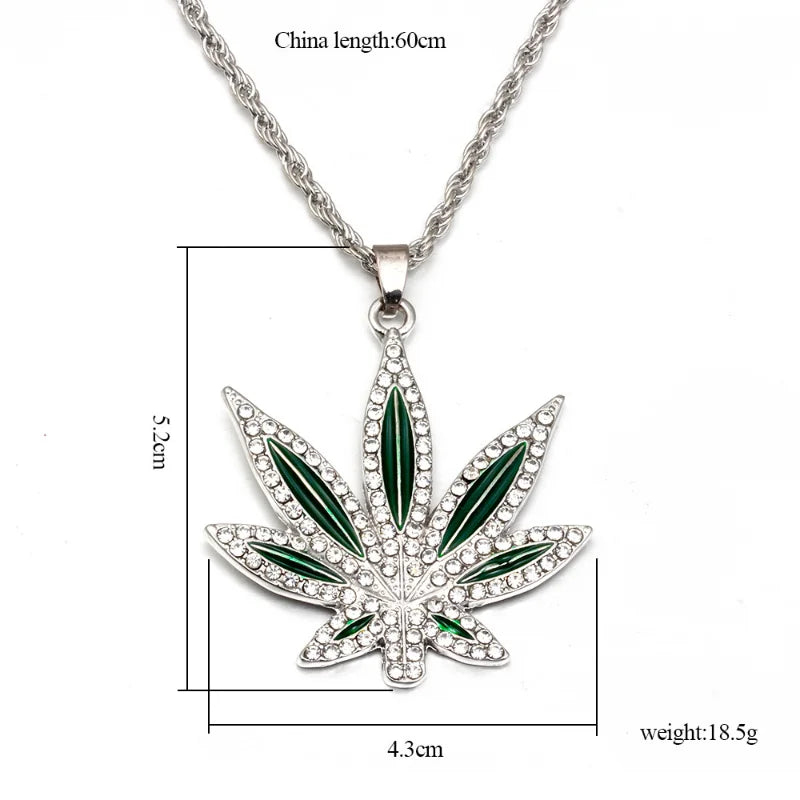 Rhinestone Maple Pendant Necklace