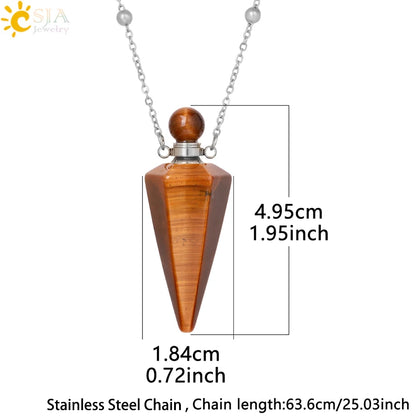 Natural Stone Cone Perfume Bottle Necklace