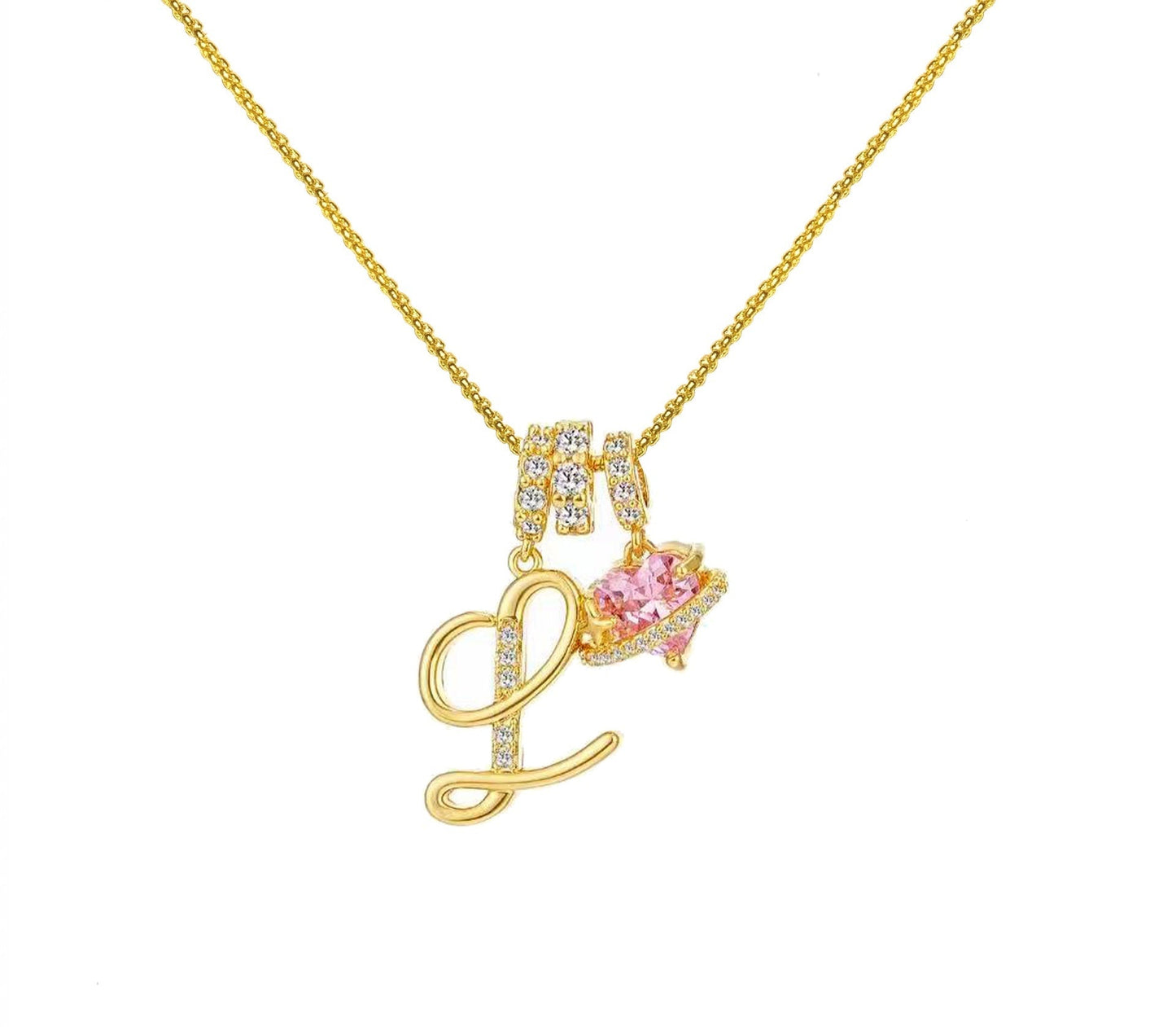 A - Z Alphabet Elegant Blue Heart Necklace with Zircons - Trendy Radar