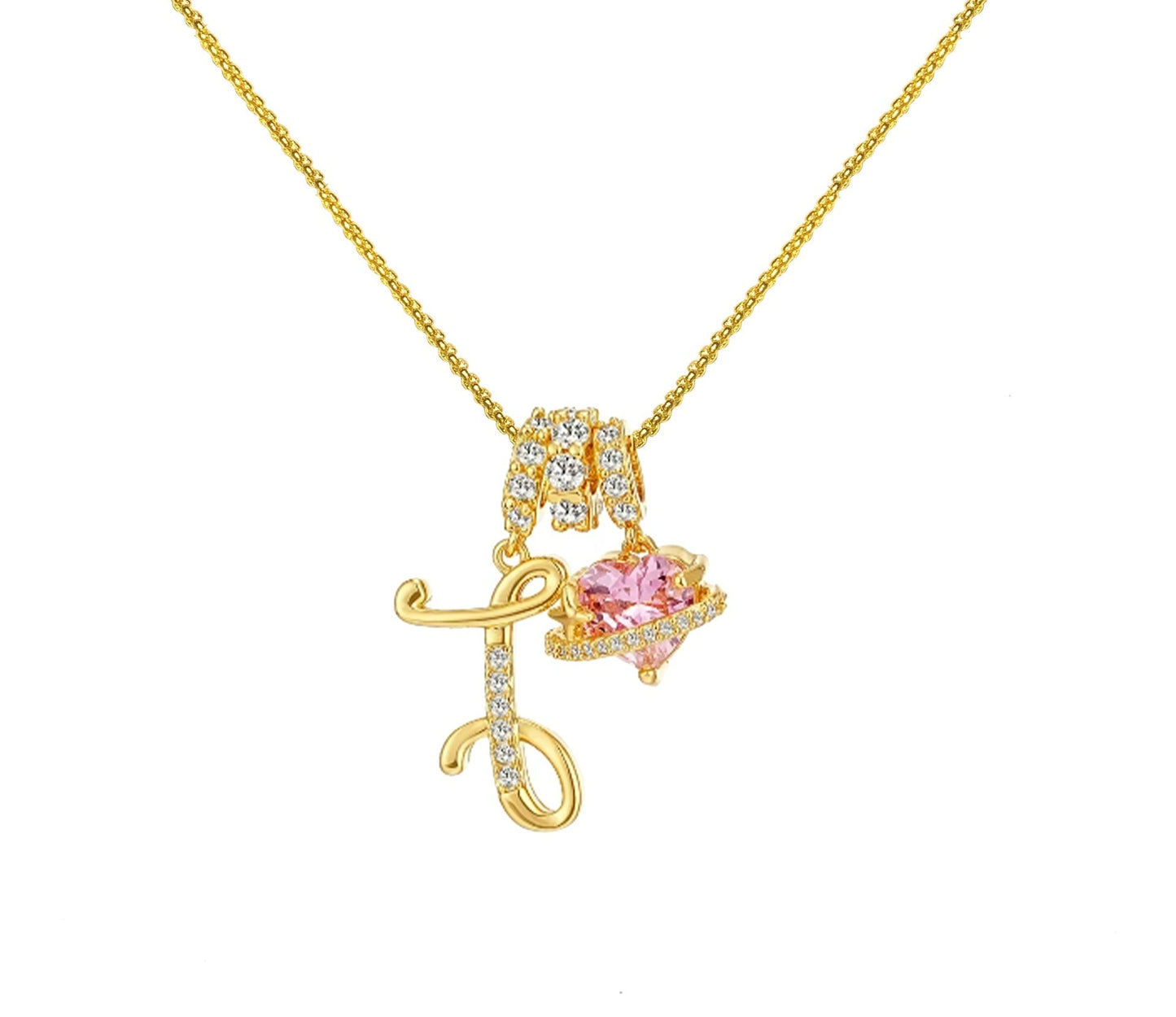 A - Z Alphabet Elegant Blue Heart Necklace with Zircons - Trendy Radar