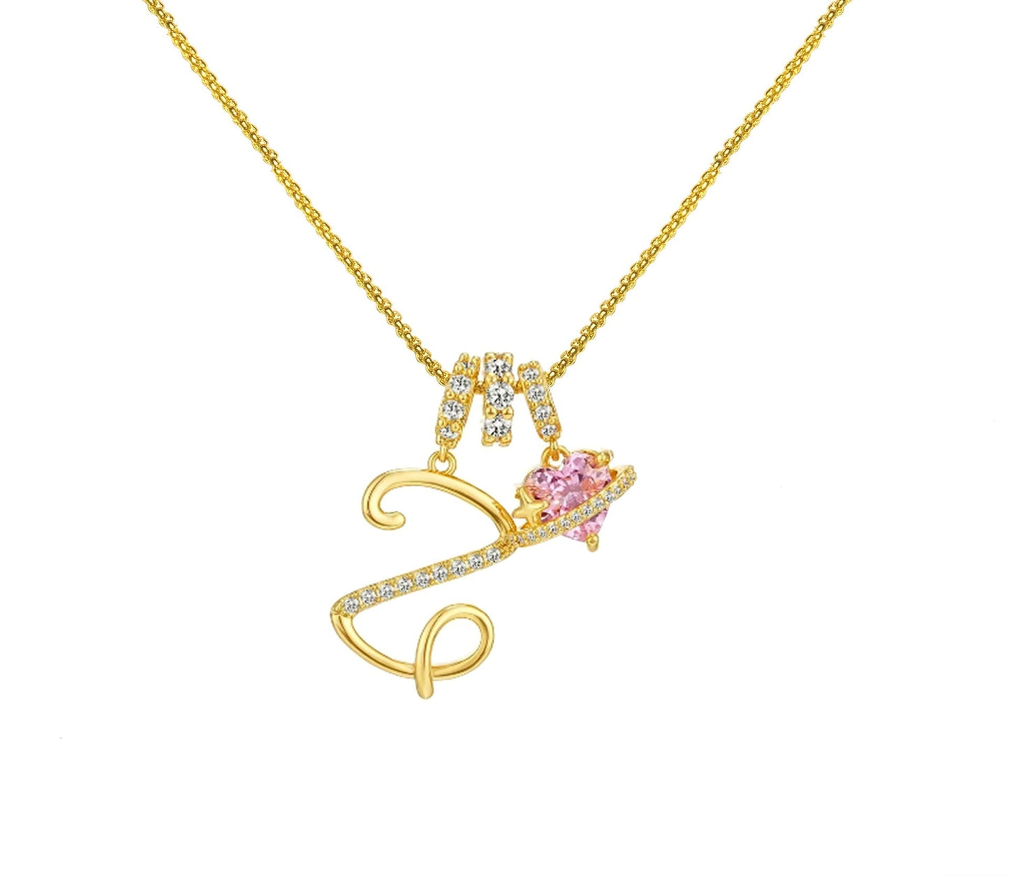 A - Z Alphabet Elegant Blue Heart Necklace with Zircons - Trendy Radar