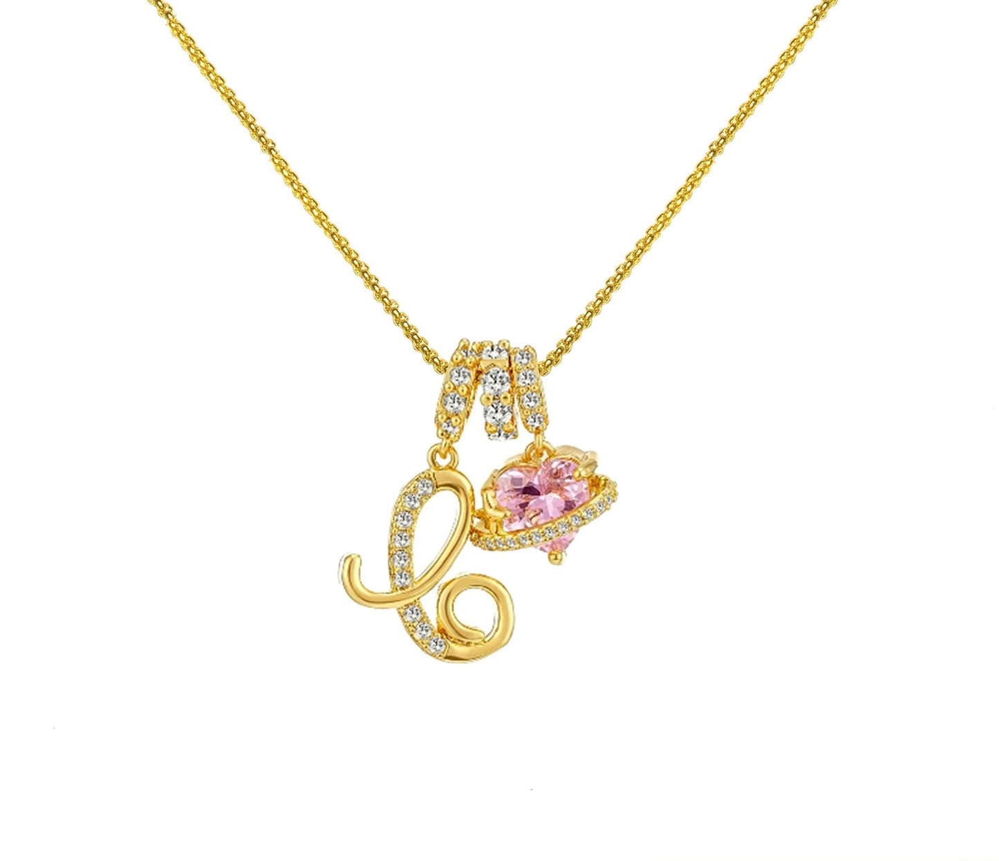 A - Z Alphabet Elegant Blue Heart Necklace with Zircons - Trendy Radar