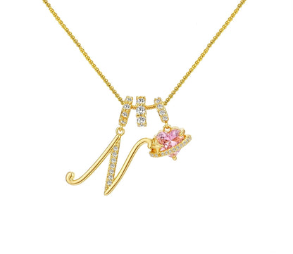 A-Z Alphabet Elegant Blue Heart Necklace with Zircons - Trendy Radar