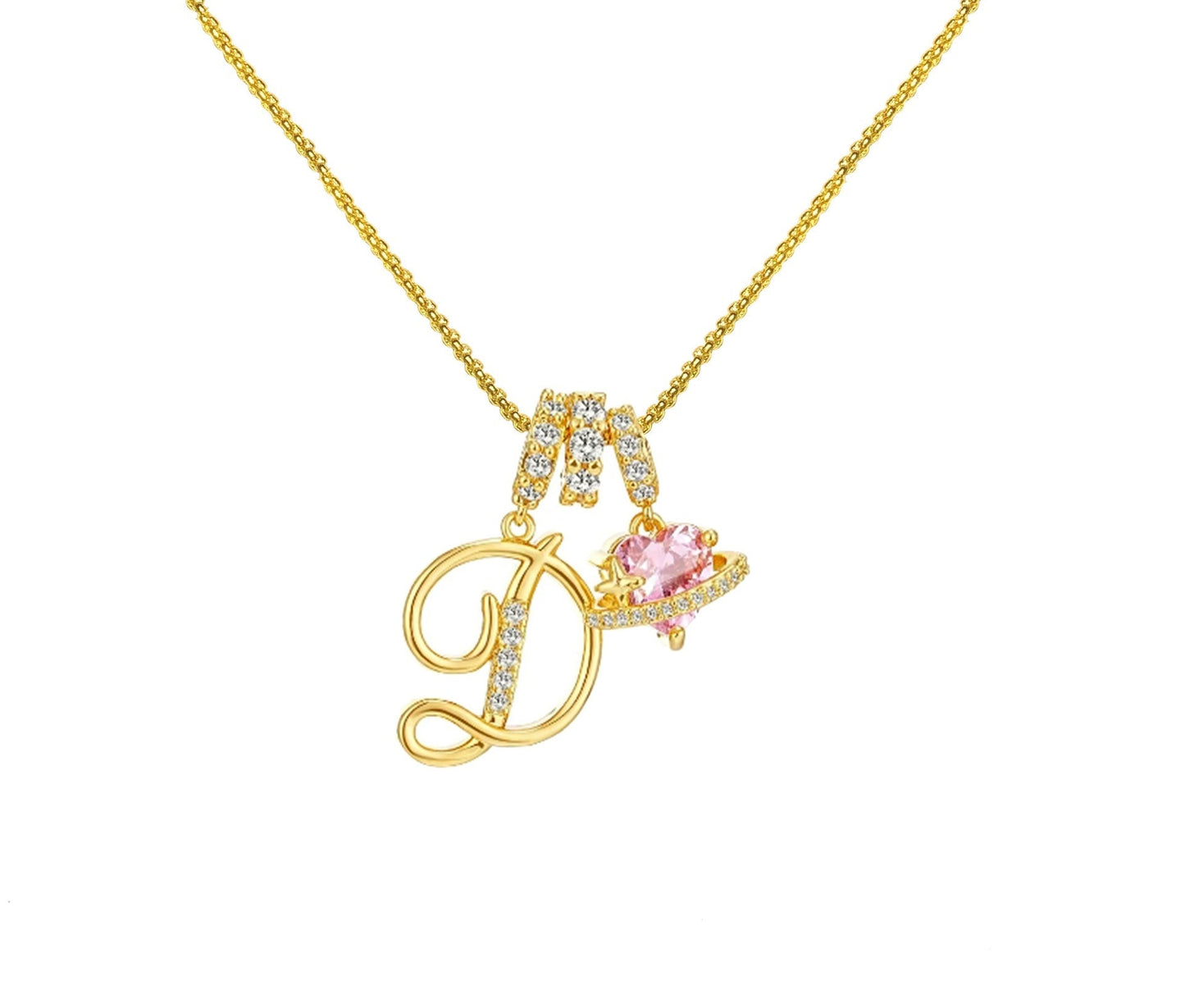 A - Z Alphabet Elegant Blue Heart Necklace with Zircons - Trendy Radar