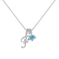 A - Z Alphabet Elegant Blue Heart Necklace with Zircons - Trendy Radar