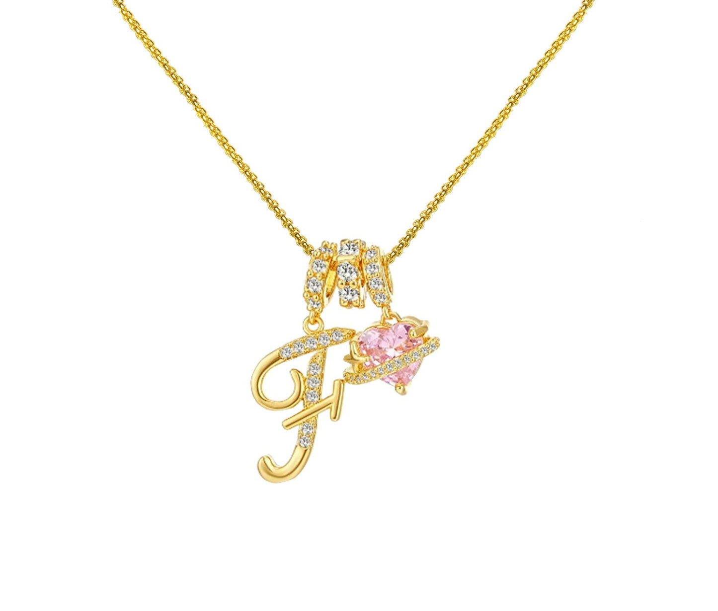 A-Z Alphabet Elegant Blue Heart Necklace with Zircons - Trendy Radar
