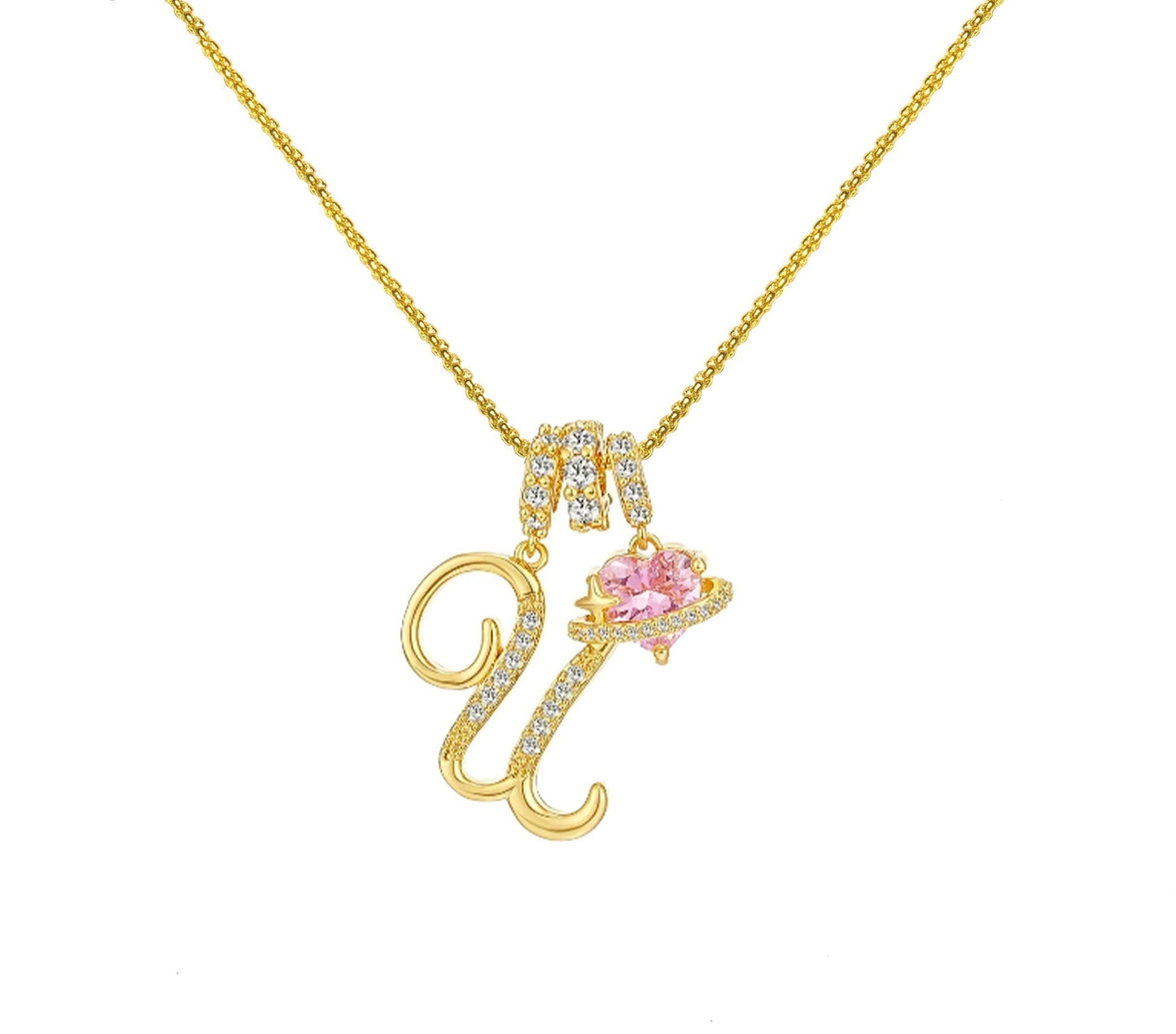 A - Z Alphabet Elegant Blue Heart Necklace with Zircons - Trendy Radar