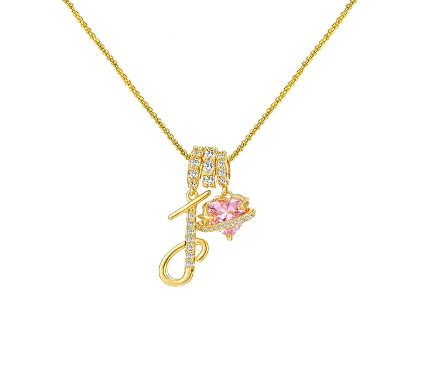 A - Z Alphabet Elegant Blue Heart Necklace with Zircons - Trendy Radar