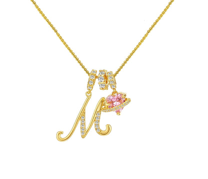 A-Z Alphabet Elegant Blue Heart Necklace with Zircons - Trendy Radar