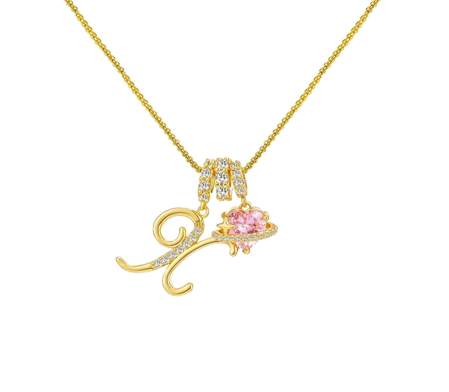 A - Z Alphabet Elegant Blue Heart Necklace with Zircons - Trendy Radar