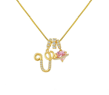 A - Z Alphabet Elegant Blue Heart Necklace with Zircons - Trendy Radar