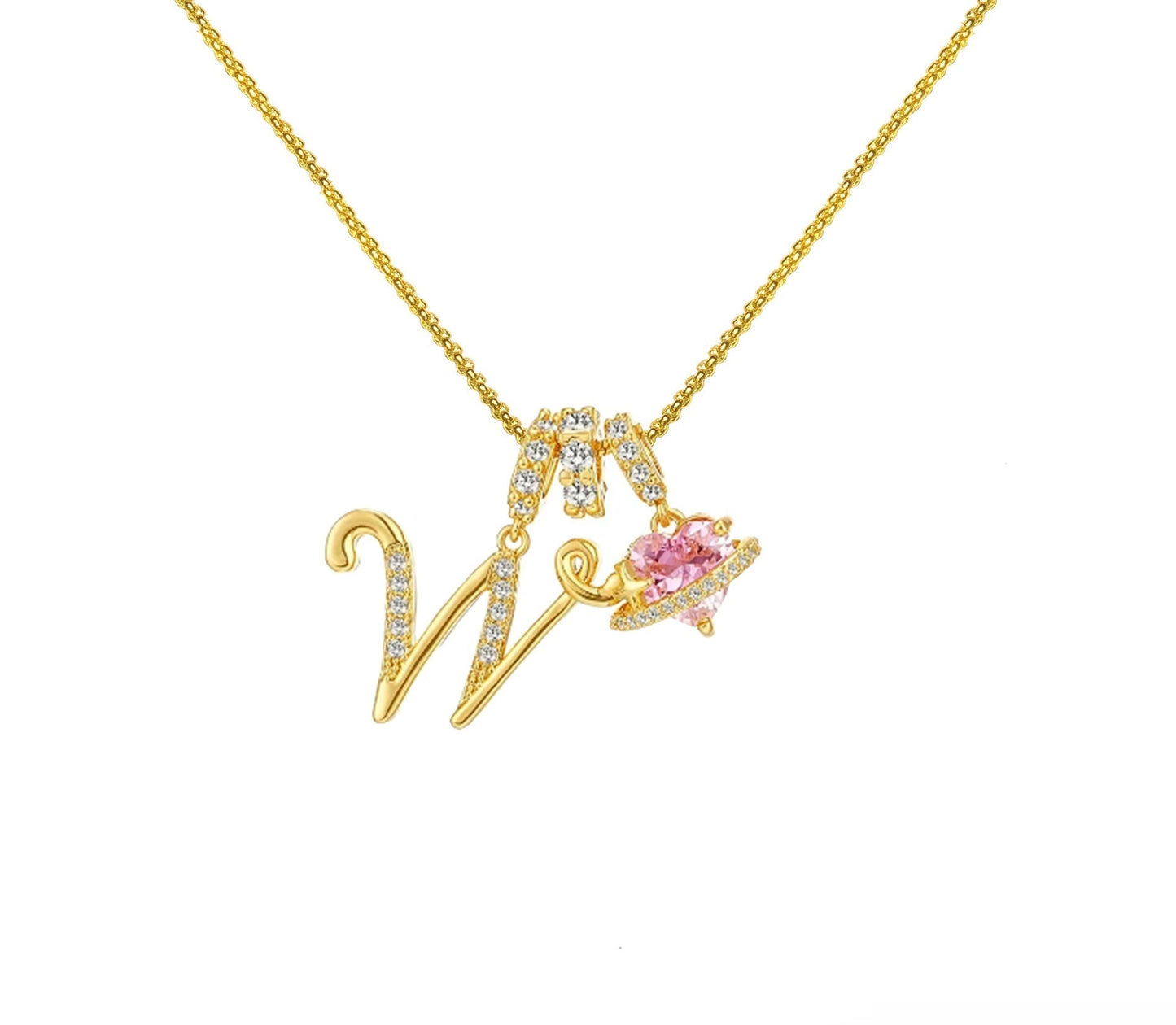 A-Z Alphabet Elegant Blue Heart Necklace with Zircons - Trendy Radar