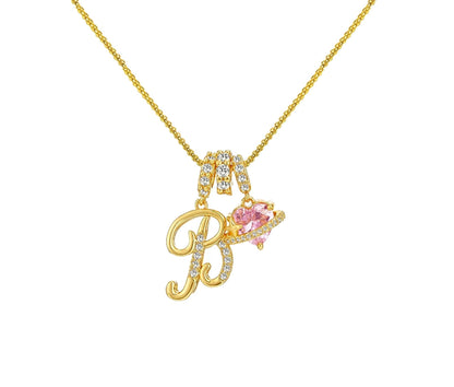 A - Z Alphabet Elegant Blue Heart Necklace with Zircons - Trendy Radar