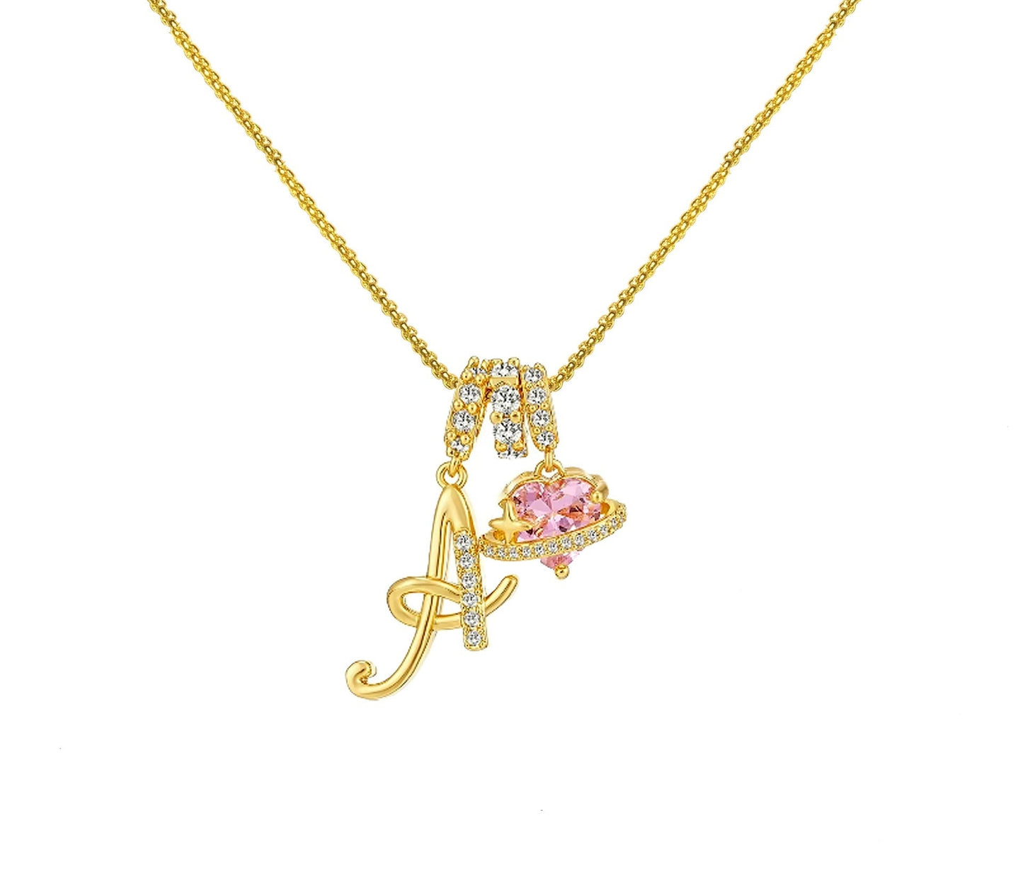 A-Z Alphabet Elegant Blue Heart Necklace with Zircons - Trendy Radar