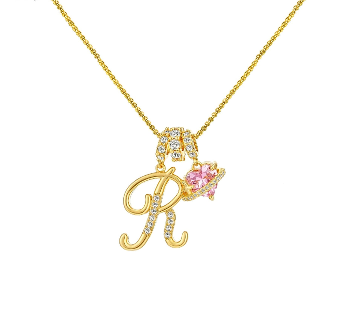 A - Z Alphabet Elegant Blue Heart Necklace with Zircons - Trendy Radar