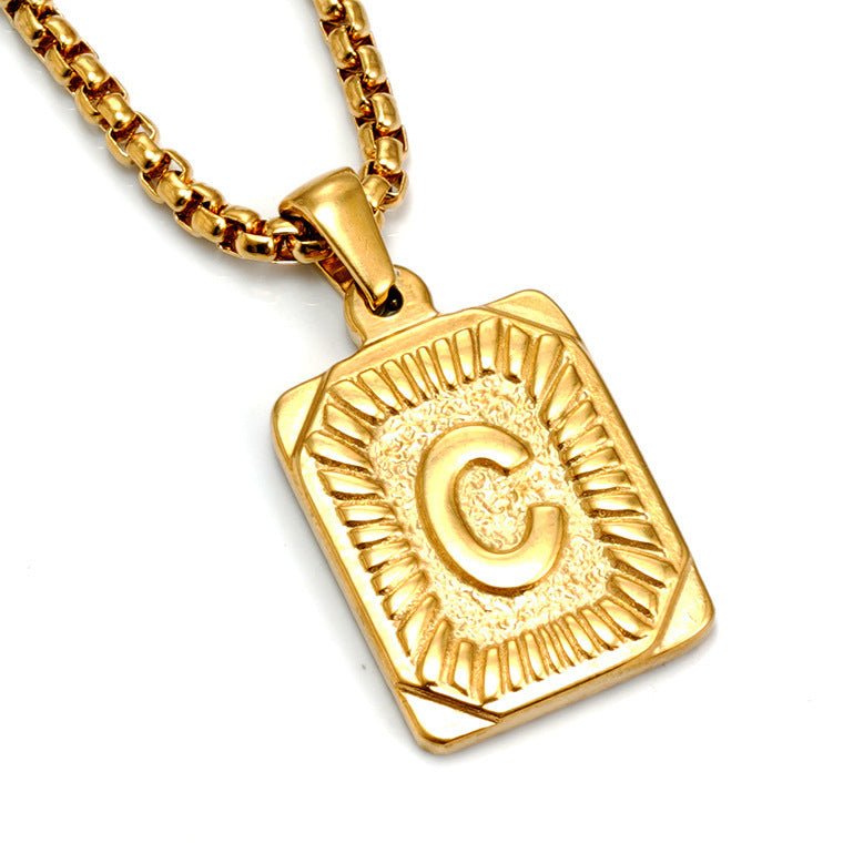 A-Z Alphabet Titanium Steel Letter Pendant Necklace - Trendy Radar