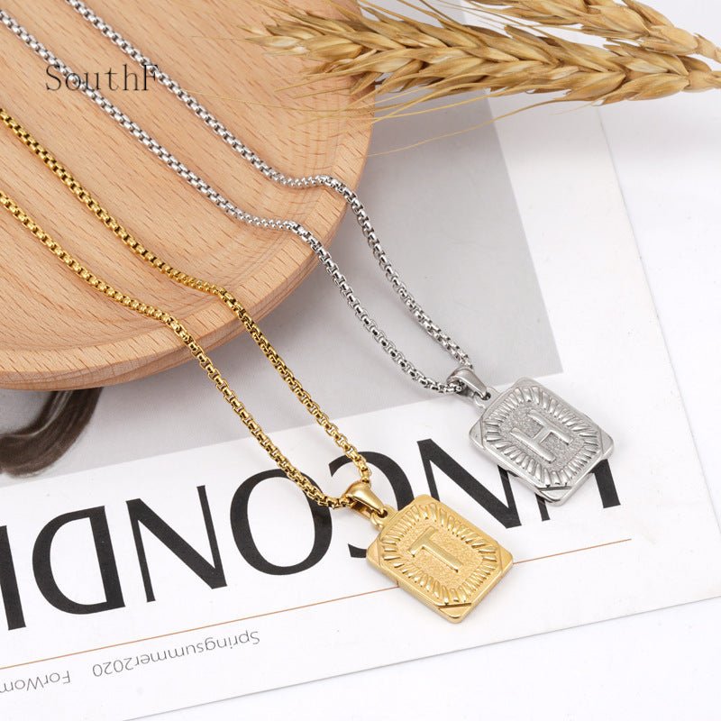 A-Z Alphabet Titanium Steel Letter Pendant Necklace - Trendy Radar