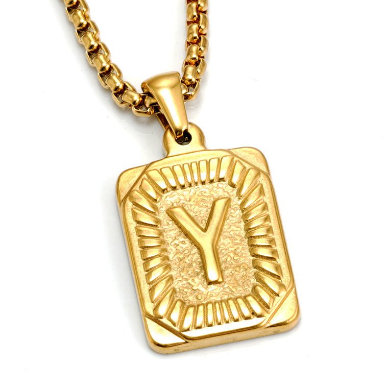 A-Z Alphabet Titanium Steel Letter Pendant Necklace - Trendy Radar