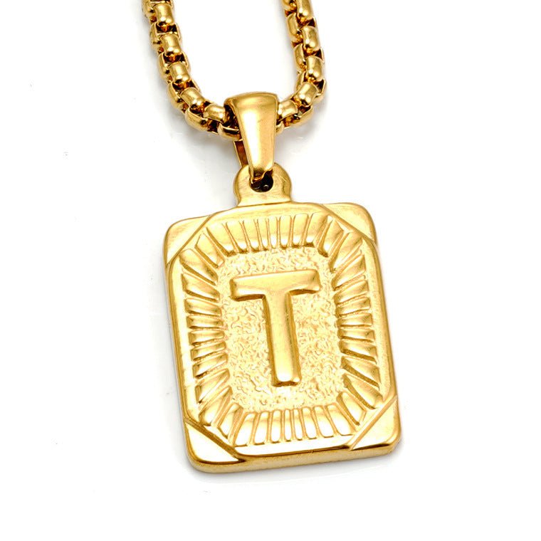 A-Z Alphabet Titanium Steel Letter Pendant Necklace - Trendy Radar