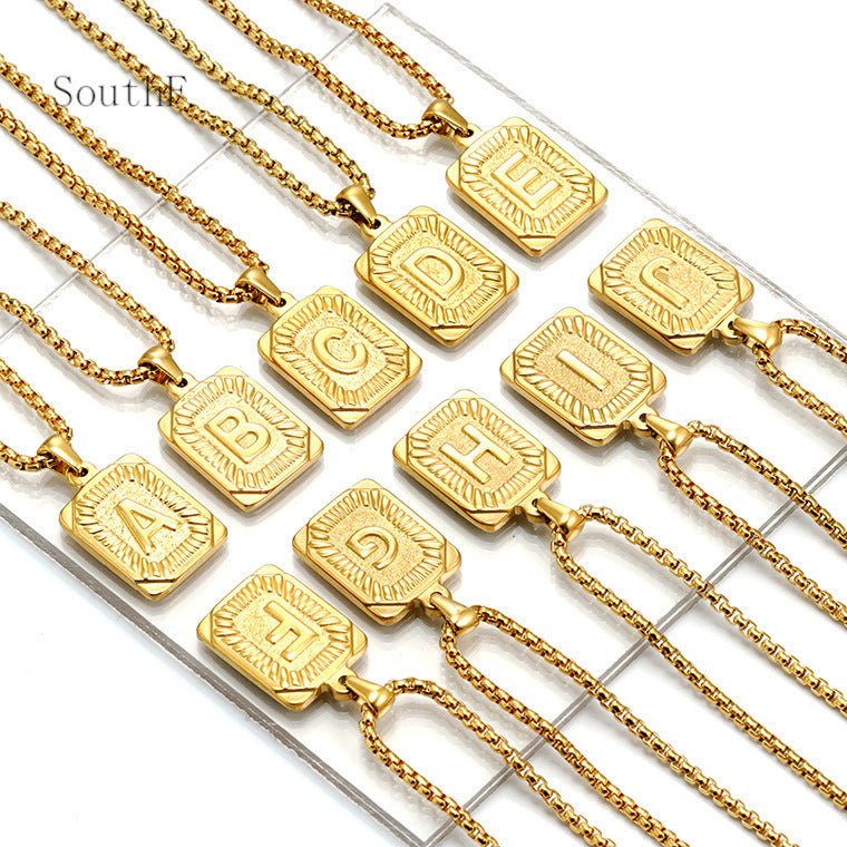 A-Z Alphabet Titanium Steel Letter Pendant Necklace - Trendy Radar
