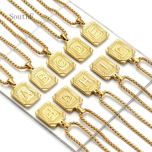 A-Z Alphabet Titanium Steel Letter Pendant Necklace - Trendy Radar