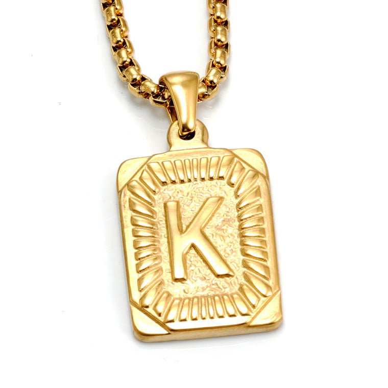 A-Z Alphabet Titanium Steel Letter Pendant Necklace - Trendy Radar
