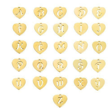 A–Z Initial Alphabet Letter Necklace with Heart Pendant - Trendy Radar